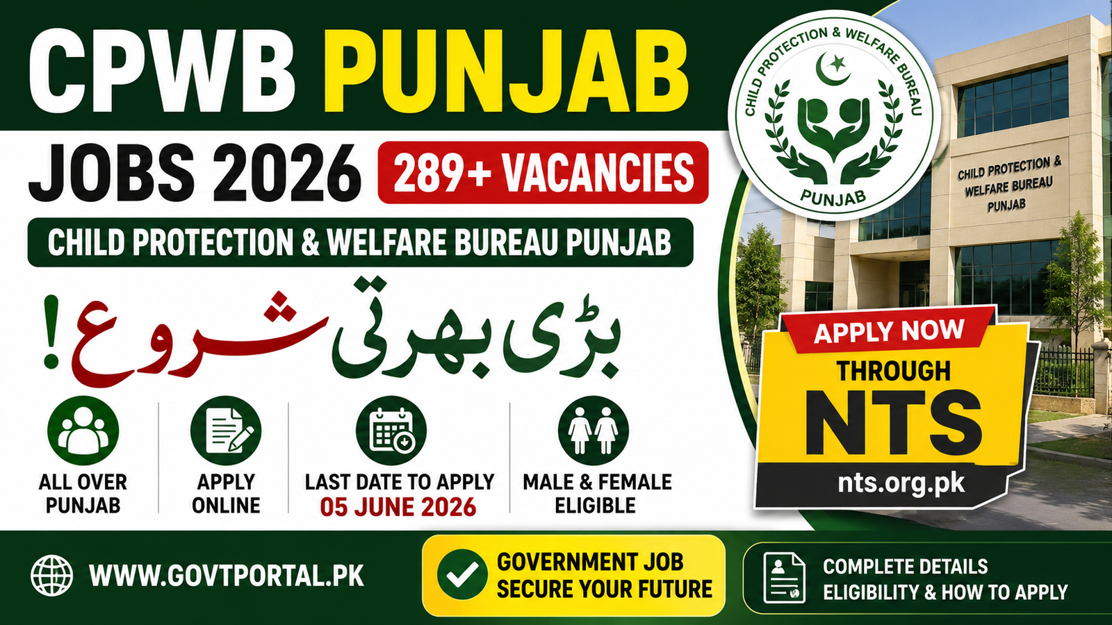 Child Protection Bureau Jobs 2026 NTS Apply Online