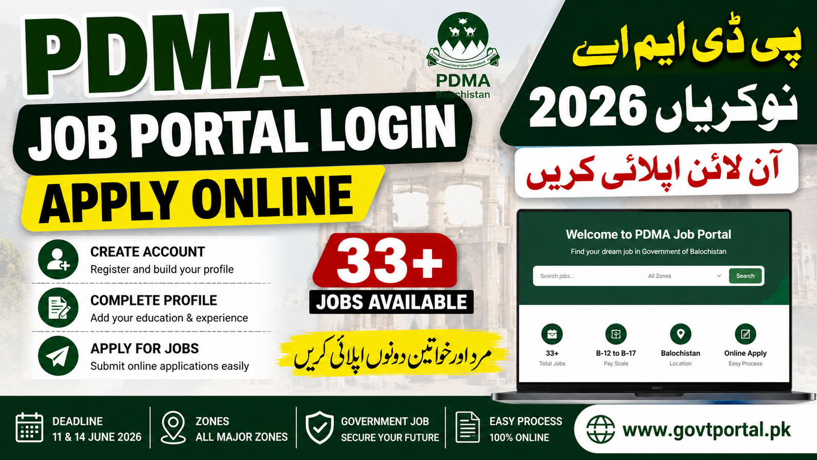 PDMA Job Portal Login - Apply Online