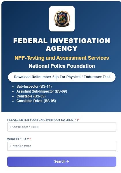 npftas.pk slip